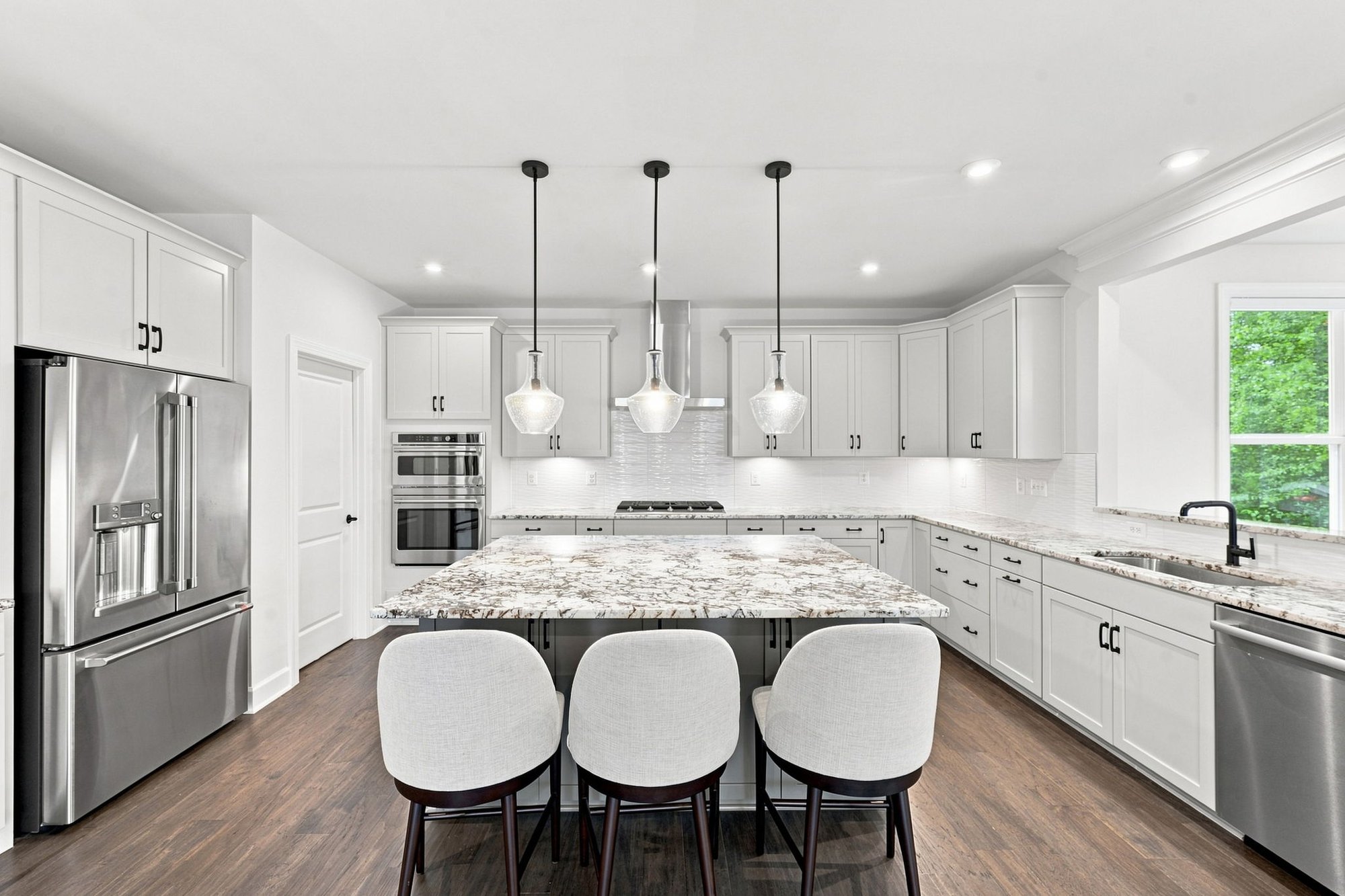 The kitchen, island and pantry
